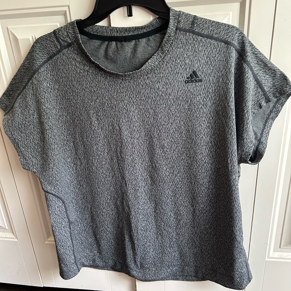 Adidas Heathered Gray Stylish Athletic Performance Top
